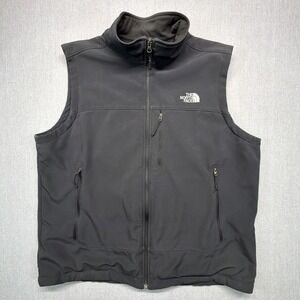 The North Face Vest Jacket‎ Mens XL Black Soft Shell Full Zip Fleece Lined